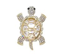 WCRAZYE Broche tortue en strass pour femmes et filles - Joli cristal vert océan mer animaux marins tortue accessoires robe boutonnière corsage pour chapeau sac ton or cadeau idéal pour épouse, sœur