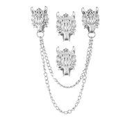 WCRAZYE Lot de 2 broches à longue chaîne punk tête de loup pour homme et femme - Style rétro - Pour collier, manteau, corsage, cadeau de Noël, Acier allié, Inconnu