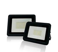 WCT [Lot de 2] 100W Blanc Chaud LED Projecteur Noir Réflecteur AC 220V IP68 Mur Extérieur Paysage Éclairage