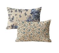 wcusmmog Housse Coussin 40x70 Rétro Rural Motif Housse Coussin Exterieur Lot de 2 Rectangulaire Lin Decoration Taie d'oreiller avec Fermeture éClair Invisible, Canapé Chambre Taie d'oreiller L-487