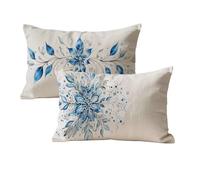 wcusmmog Housse Coussin 40x80 Bleu Fleurs Motif Housse Coussin Exterieur Lot de 2 Rectangulaire Lin Decoration Taie d'oreiller avec Fermeture éClair Invisible, Canapé Chambre Taie d'oreiller L-281