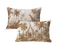 wcusmmog Housse Coussin 50x80 Brun Rétro Motif Housse Coussin Exterieur Lot de 2 Rectangulaire Lin Decoration Taie d'oreiller avec Fermeture éClair Invisible, Canapé Chambre Taie d'oreiller L-361