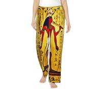 WCXTHGFA Ancient Egypt Tribe Series Pantalon de pyjama en flanelle pour femme, pyjama doux et chaud, parfait pour les week-ends paresseux à la maison, Noir , S