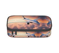 WCXTHGFA Belle trousse à crayons élégante avec imprimé avion, grande capacité, idéale pour les voyages ou un usage quotidien, Noir , Taille unique, Trousse de maquillage