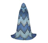 WCXTHGFA Costume d'Halloween avec imprimé denim bleu dégradé, cape médiévale avec capuche confortable, pour cosplay, fêtes et plus encore