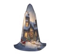 WCXTHGFA Costume d'Halloween avec imprimé Merry Christmas - Cape médiévale avec capuche confortable - Pour cosplay, fêtes et plus encore