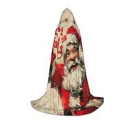 WCXTHGFA Costume d'Halloween avec imprimé Merry Christmas - Cape médiévale avec capuche confortable - Pour cosplay, fêtes et plus encore