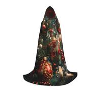 WCXTHGFA Costume d'Halloween avec imprimé Merry Christmas - Cape médiévale avec capuche confortable - Pour cosplay, fêtes et plus encore