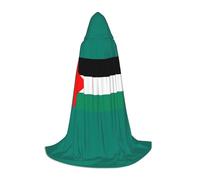 WCXTHGFA Costume d'Halloween imprimé drapeau de la Palestine, cape médiévale avec capuche confortable, pour cosplay, fêtes et plus encore