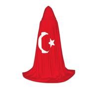 WCXTHGFA Costume d'Halloween imprimé drapeau de la Turquie, cape médiévale avec capuche confortable, pour cosplay, fêtes et plus encore