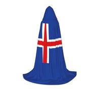 WCXTHGFA Costume d'Halloween imprimé drapeau de l'Islande, cape médiévale avec capuche confortable, pour cosplay, fêtes et plus encore