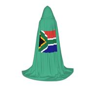 WCXTHGFA Costume d'Halloween imprimé drapeau sud-africain, cape médiévale avec capuche confortable, pour cosplay, fêtes et plus encore