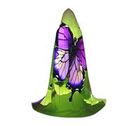 WCXTHGFA Costume d'Halloween imprimé papillon violet, cape médiévale avec capuche confortable, pour cosplay, fêtes et plus encore