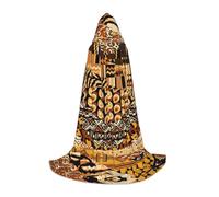 WCXTHGFA Costume d'Halloween imprimé patchwork de style africain, cape médiévale avec capuche confortable, pour cosplay, fêtes et plus encore