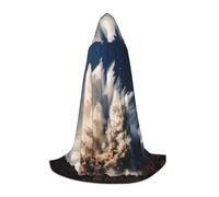 WCXTHGFA Costume d'Halloween imprimé paysage vague de mer, cape médiévale avec capuche confortable, pour cosplay, fêtes et plus encore