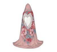 WCXTHGFA Costume d'Halloween romantique avec imprimé cœur, cape médiévale avec capuche confortable, pour cosplay, fêtes et plus encore