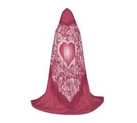 WCXTHGFA Costume d'Halloween romantique avec imprimé cœur, cape médiévale avec capuche confortable, pour cosplay, fêtes et plus encore