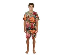 WCXTHGFA Ensemble de pyjama élégant pour homme imprimé fleurs et papillons, vêtements de nuit confortables pour hommes, parfait pour les nuits d'été, Noir , S