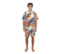 WCXTHGFA Ensemble de pyjama élégant pour homme, imprimé oiseaux, fleurs, papillons, vêtements de nuit confortables pour hommes, parfait pour les nuits d'été, Noir , L