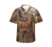 WCXTHGFA Golden Retriever Chemise hawaïenne élégante à manches boutonnées pour homme, pour l'été, la plage, les vacances, Noir , 3XL
