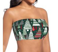 WCXTHGFA Hauts tubes imprimés arbres de Noël pour femmes, Noir , M
