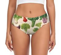WCXTHGFA Présentation de divers sous-vêtements pour femmes imprimés légumes, culottes en coton mélangé doux pour dames taille élastique confortable, Noir , S