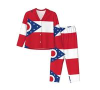 WCXTHGFA Pyjama de Noël confortable avec imprimé drapeau de l'État de l'Ohio, ensembles de vêtements de détente assortis, pour les vacances et les réunions de famille, Noir , S