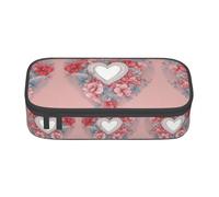 WCXTHGFA Trousse à crayons élégante avec imprimé cœur romantique, grande capacité, idéale pour les voyages ou un usage quotidien, Noir , Taille unique, Trousse de maquillage
