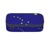 WCXTHGFA Trousse à crayons élégante avec imprimé drapeau de l'Alaska, grande capacité, idéale pour les voyages ou un usage quotidien, Noir , Taille unique, Trousse de maquillage