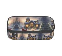 WCXTHGFA Trousse à crayons élégante avec imprimé Merry Christmas - Grande capacité - Idéale pour les voyages ou un usage quotidien, Noir , Taille unique, Trousse de maquillage