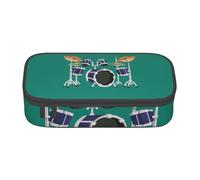 WCXTHGFA Trousse à crayons élégante avec imprimé tambour jazz de grande capacité, idéale pour les voyages ou un usage quotidien, Noir , Taille unique, Trousse de maquillage