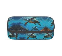 WCXTHGFA Trousse à crayons élégante avec imprimé tortues de mer, grande capacité, idéale pour les voyages ou un usage quotidien, Noir , Taille unique, Trousse de maquillage