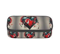 WCXTHGFA Trousse à crayons élégante avec imprimé « Treble Love and Music » - Grande capacité - Idéale pour les voyages ou un usage quotidien, Noir , Taille unique, Trousse de maquillage