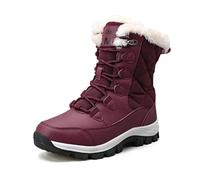 WCXTY Bottes d'hiver Femme Chaudes Doublées de Fourrure Et Imperméables,Bottes de Travail Légères Antidérapantes,Bottes de Neige Confortables pour Marcher en Extérieur Temps(Red,41 EU)