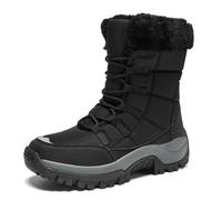 WCXTY Bottes d'hiver pour Femmes-Bottes de Neige Imperméables Doublées de Fausse Fourrure,Légères Et Chaudes Mi-Mollet,Faciles À Enfiler pour Marcher Confortablement Chaque Jour(Black,42 EU)