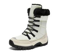 WCXTY Bottes d'hiver pour Femmes-Bottes de Neige Imperméables Doublées de Fausse Fourrure,Légères Et Chaudes Mi-Mollet,Faciles À Enfiler pour Marcher Confortablement Chaque Jour(White,40 EU)