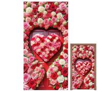 Wcybym Housse de porte de Saint-Valentin - Toile de à motif cœur rose, 90 x 179,8 cm, pour porte de Saint-Valentin, garage, porche, fournitures de décoration de fête