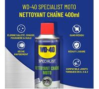WD-40 – Nettoyant chaîne Specialist Moto, aérosol, sèche rapidement, réduit l'usure, 400 ml