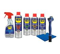 WD-40 SPECIALIST Kit d'entretien Moto Complet - Pack de 5 produits + outils | Kit des essentiels de l'entretien moto - Nettoyer, lubrifier et faire briller la moto - Brosse et chiffon inclus