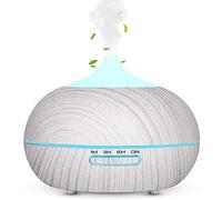 WD&CD 300ML Diffuseur Huiles Essentielles Electrique, Humidificateur d'air Ultrasonique Arrêt Automatique / 7 Lumières de Couleur / 3 Réglages de Minuterie, Bureau, Chambre, Yoga, Grain de Bois Blanc