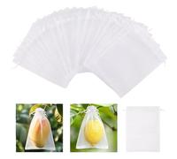 WD&CD 50 Sac Protection Fruits Sacs Filets 30 x 20 cm, Filets Protection des Grappes de Raisins Contre Les Oiseaux et Insectes Guêpes Frelons - Blanc