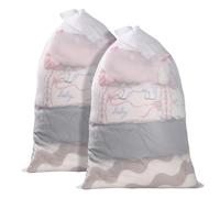 WD&CD Lot De 2 Filet Linge Machine à Laver 100 * 76cm, Sac à Linge Sale avec Fermeture par Cordon, Très Grand XXL Sac de Lavage pour Chemises/Manteaux/Couvertures/Draps/Chaussettes/Peluches - Blanc