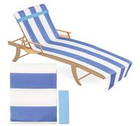 WD&CD Serviette de Plage Rayée en Microfibre 90×180 cm | Séchage Rapide, Anti-Sable, Ultra Douce | avec Lacet de Fixation Bleu Clair | Parfait pour Plage, Piscine, Voyage, Camping, Sport - Bleu Clair
