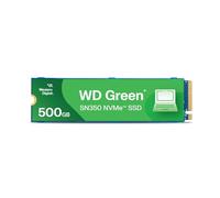WD Green SN350 500 Go M.2 NVMe SSD, possédant une vitesse de lecture de 2 400 Mo/s et une vitesse d'écriture de 1 500 Mo/s
