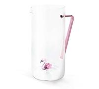 Wd Lifestyle - Carafe en verre borosilicate 1,2 l avec poignée colorée et décoration en verre intérieur (flamant rose)