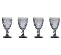 WD Lifestyle Linea Dubai Lot de 4 verres à pied bleu verre gris robuste et résistant à la corrosion réutilisable Coupe à vin maison