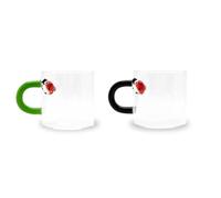 WD Lifestyle - Lot de 2 tasses en verre borosilicate avec poignée colorée (coccinelles)