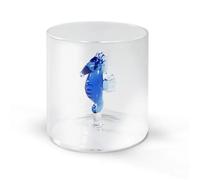 WD Lifestyle Verre en verre borosilicate Capacité 250 ml Décoration hippocampe.