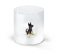 WD Lifestyle - Verre en verre borosilicate 250 ml avec décoration en verre coloré intérieur (berger allemand)