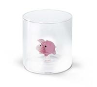 WD Lifestyle - Verre en verre borosilicate 250 ml avec décoration en verre coloré intérieur (Maiale)